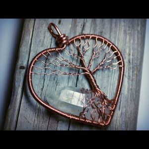 Copper Quartz wire wrap NECKLACE